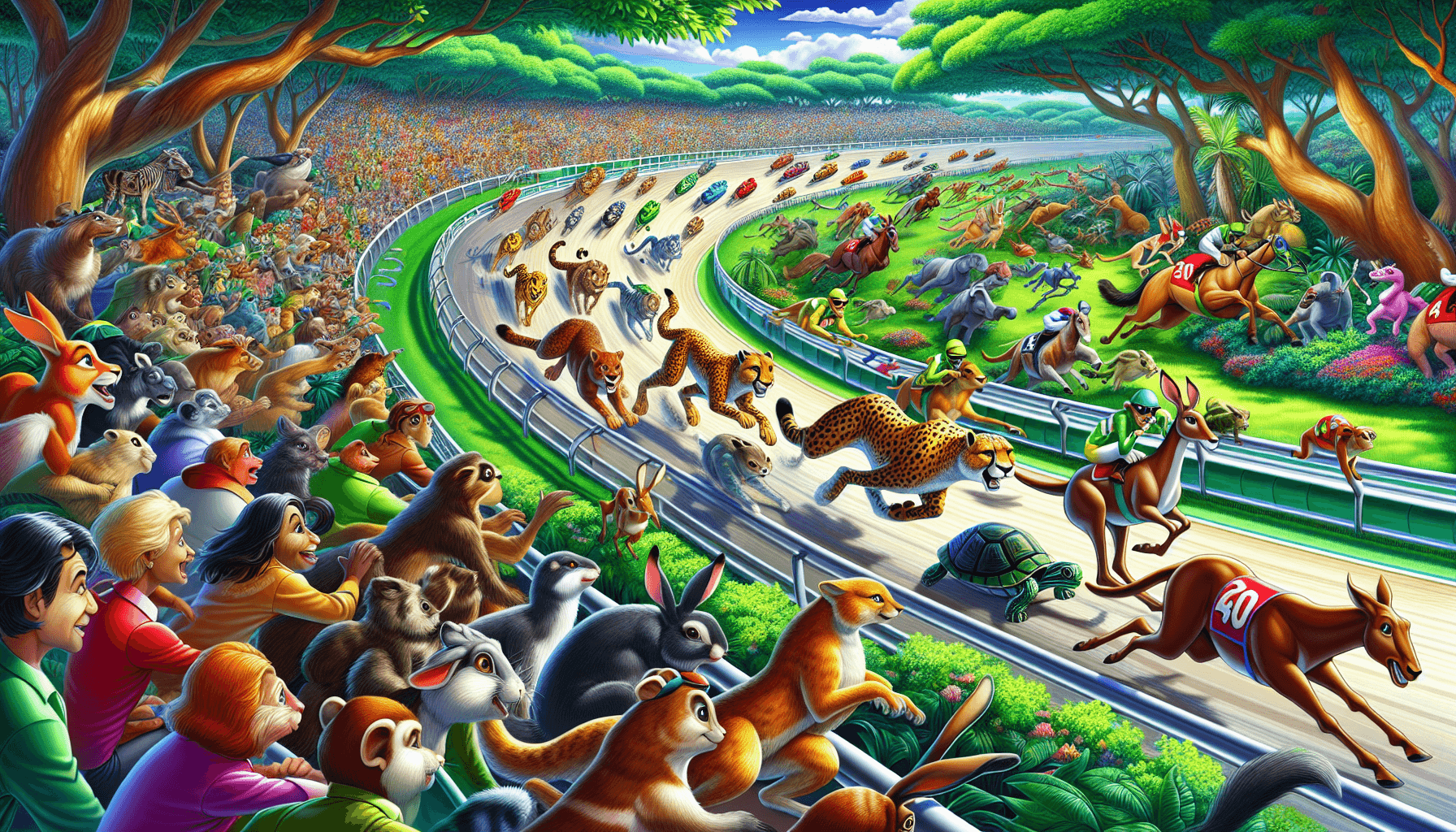 Race scene with animal racers